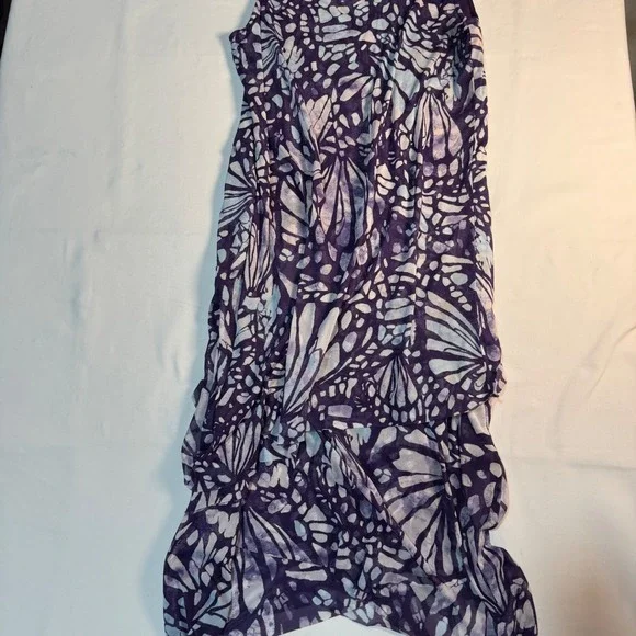 Chico's Size 0 (Small) Purple Butterfly Asymmetrical Hem Tunic Dress Boho - Picture 8 of 8